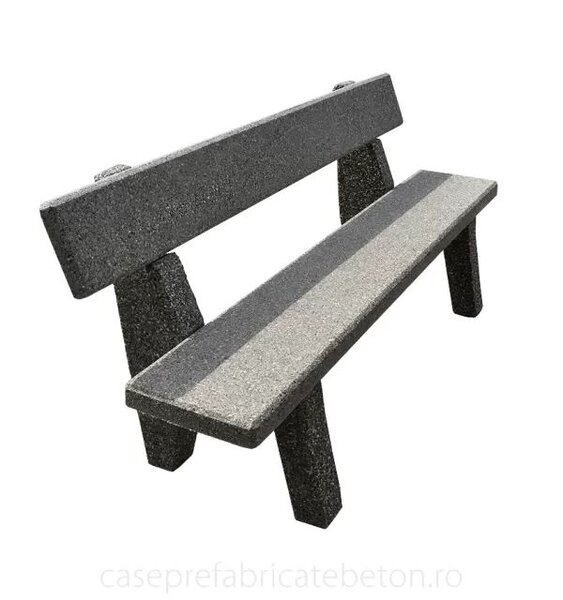 Banca din beton cu spatar cu aspect de piatra de rau