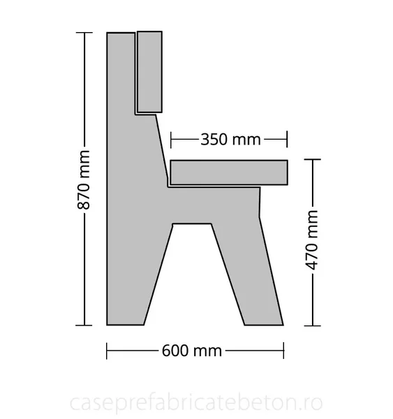 Banca din beton cu spatar cu aspect de piatra de rau